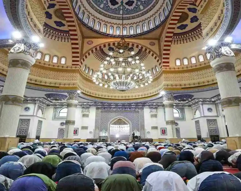Muslims performing prayers